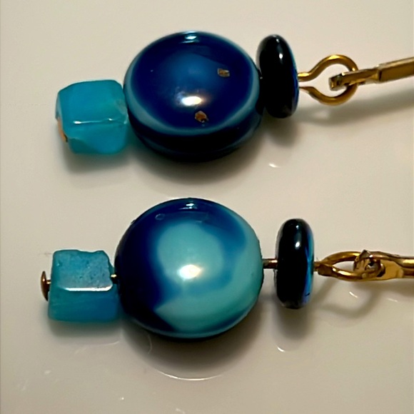 Drop Blue/Aqua Modern Earrings - Picture 3 of 4